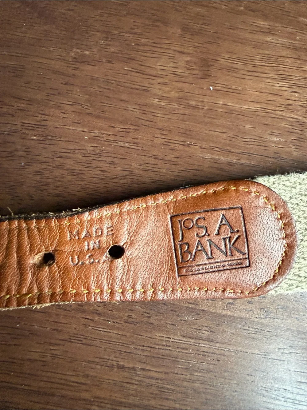Jos. A. Bank Red Equestrian Ribbon Belt with Brown Leather and Gold Buckle